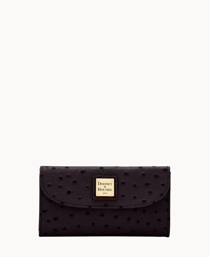 Dooney and Bourke Clutches Ostrich Continental Clutch Black 8211 WomenMen