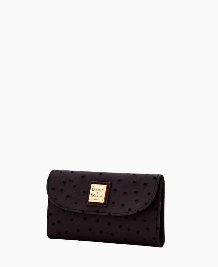 Dooney and Bourke Clutches Ostrich Continental Clutch Black 8211 WomenMen