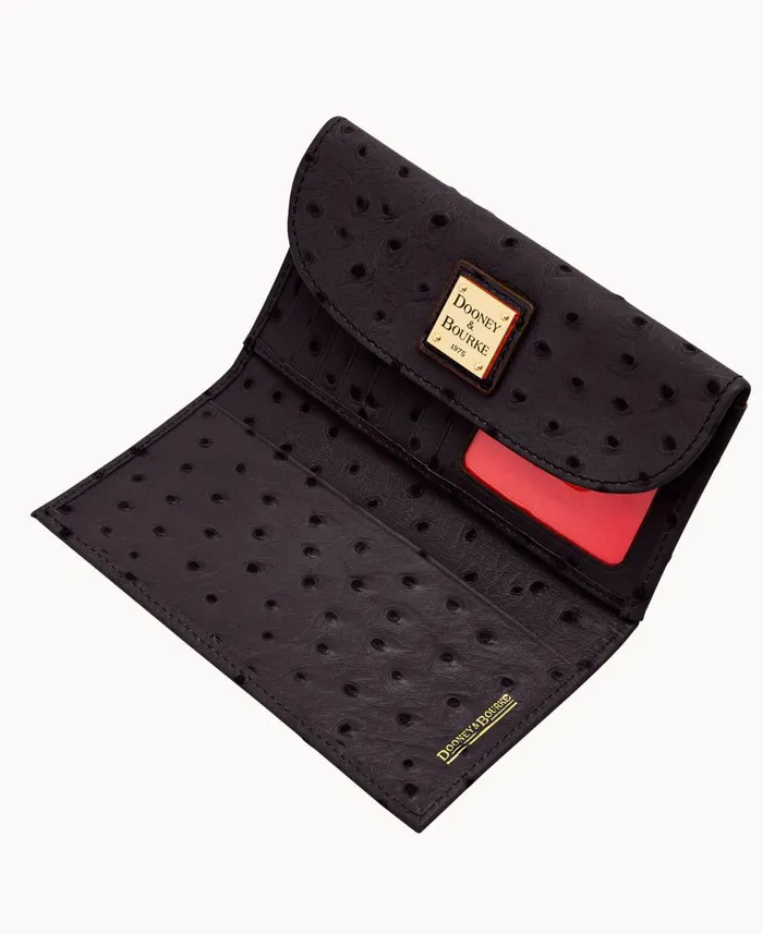 Dooney and Bourke Clutches Ostrich Continental Clutch Black 8211 WomenMen