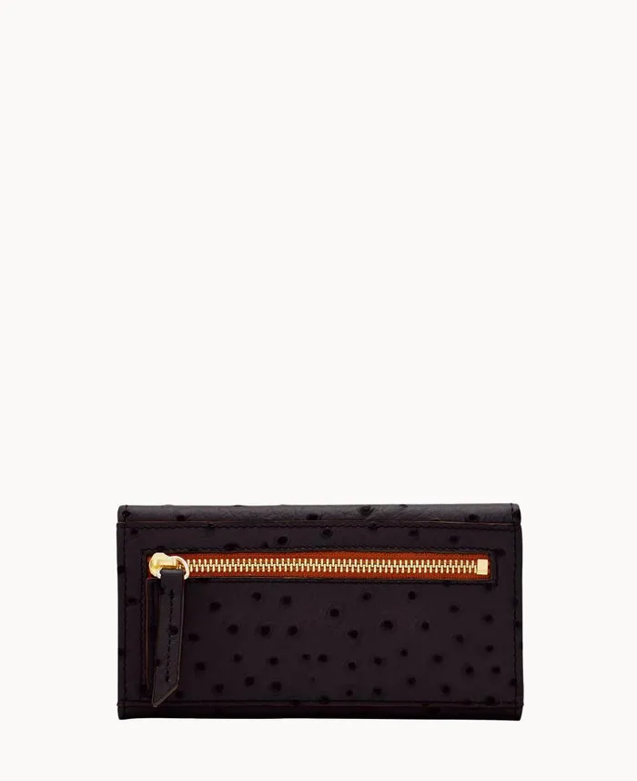 Dooney and Bourke Clutches Ostrich Continental Clutch Black 8211 WomenMen