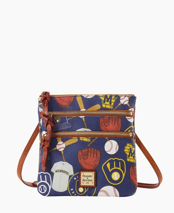 Dooney and Bourke Crossbodies MLB Brewers N S Triple Zip Crossbody Brewers 8211 WomenMen Dooney and Bourke Crossbodies MLB Brewers N S Triple Zip Crossbody Brewers 8211 WomenMen