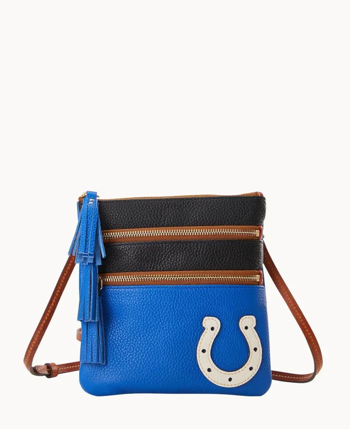 Dooney and Bourke Crossbodies NFL Colts Triple Zip Crossbody Colts 8211 WomenMen Dooney and Bourke Crossbodies NFL Colts Triple Zip Crossbody Colts 8211 WomenMen