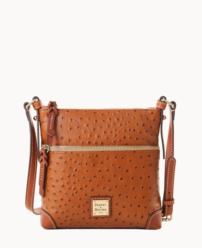 Dooney and Bourke Crossbodies Ostrich Letter Carrier Caramel 8211 WomenMen