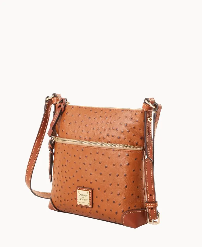 Dooney and Bourke Crossbodies Ostrich Letter Carrier Caramel 8211 WomenMen