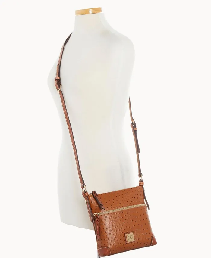 Dooney and Bourke Crossbodies Ostrich Letter Carrier Caramel 8211 WomenMen