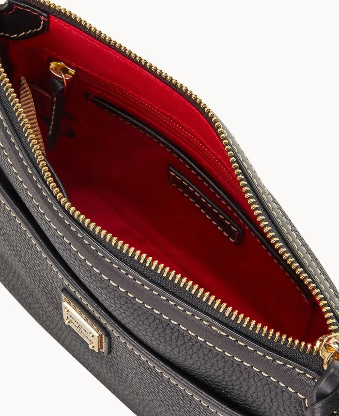 Dooney and Bourke Crossbodies Pebble Grain East West Pocket Crossbody Black Black 8211 WomenMen