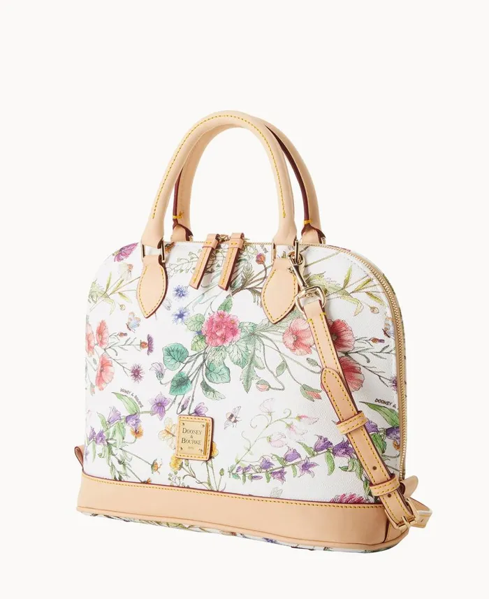 Dooney and Bourke Satchels Botanical Collection Zip Zip Satchel White 8211 WomenMen
