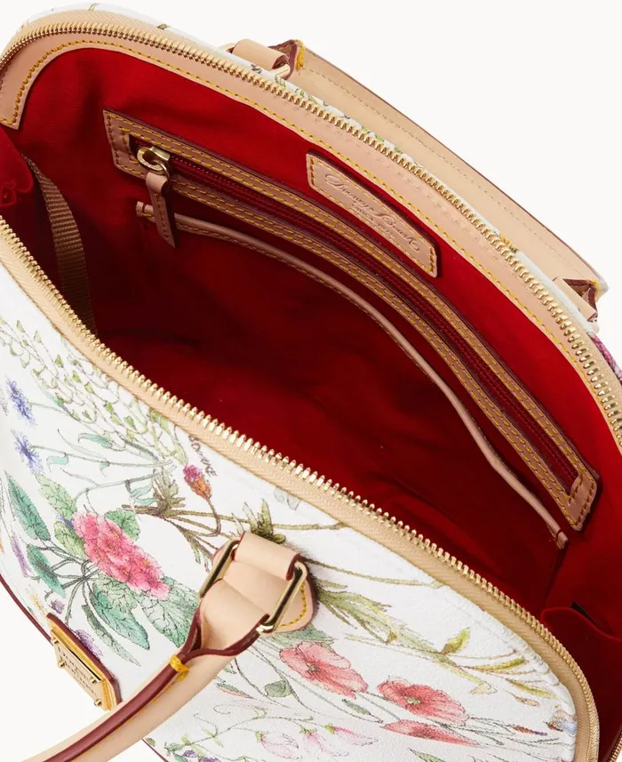 Dooney and Bourke Satchels Botanical Collection Zip Zip Satchel White 8211 WomenMen