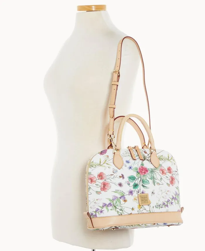 Dooney and Bourke Satchels Botanical Collection Zip Zip Satchel White 8211 WomenMen