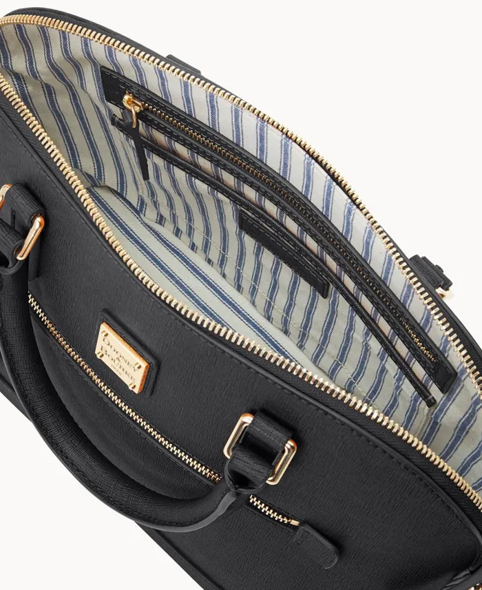 Dooney and Bourke Satchels Saffiano Domed Zip Satchel Black 8211 WomenMen