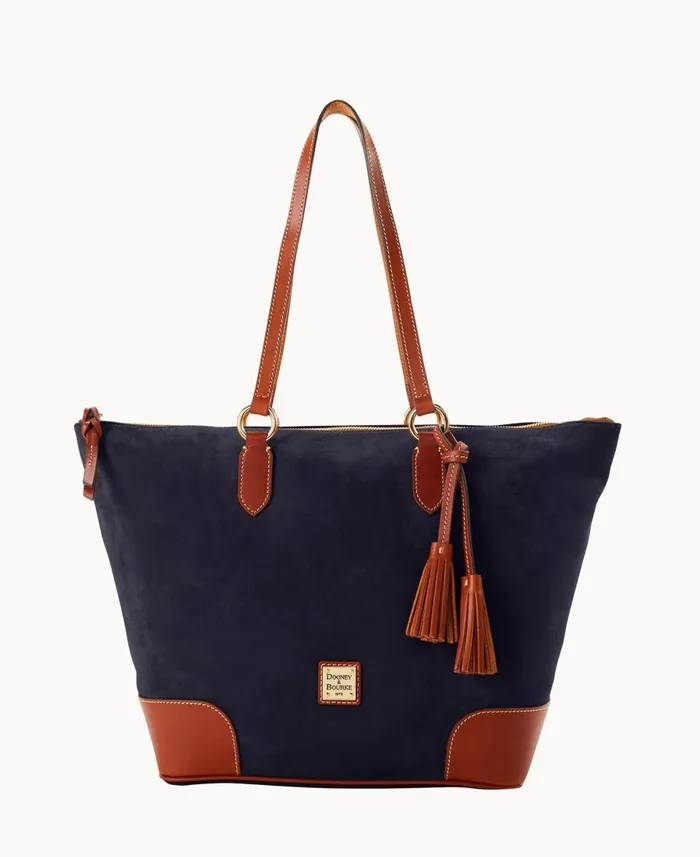 Dooney and Bourke Totes Suede Career Tote Navy 8211 WomenMen