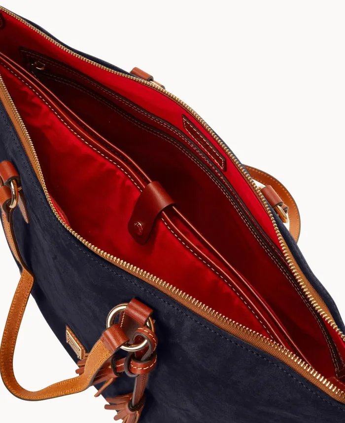 Dooney and Bourke Totes Suede Career Tote Navy 8211 WomenMen