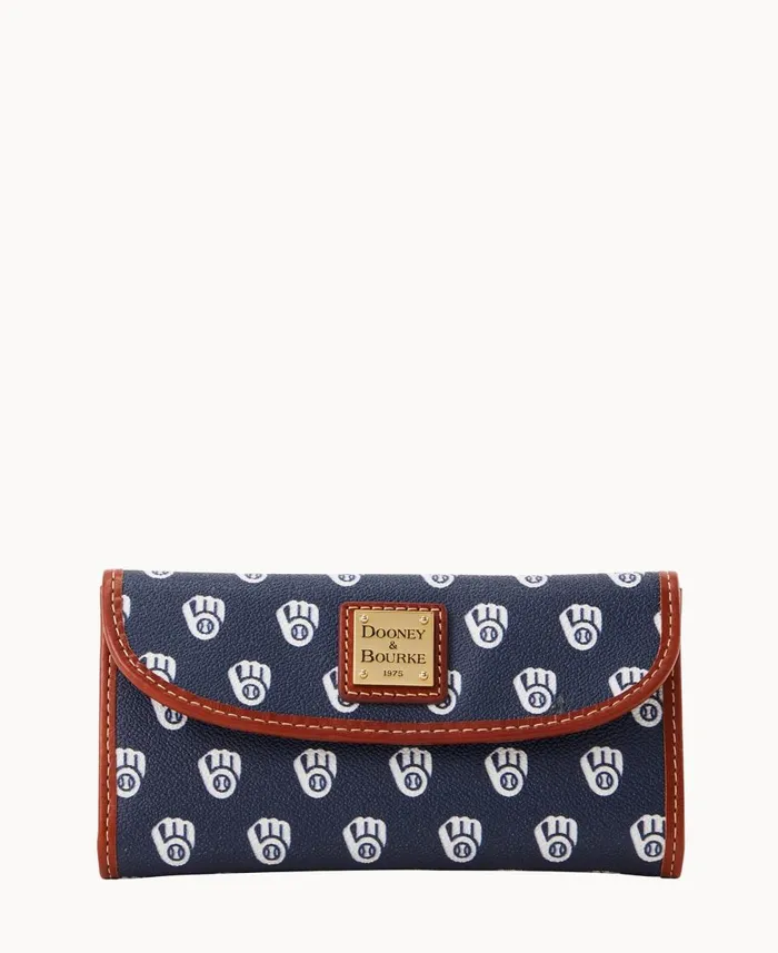 Dooney and Bourke Wallets MLB Brewers Continental Clutch Brewers 8211 WomenMen