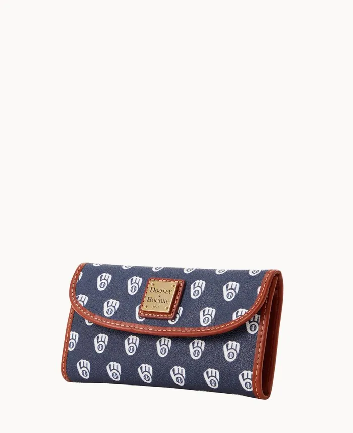 Dooney and Bourke Wallets MLB Brewers Continental Clutch Brewers 8211 WomenMen Dooney and Bourke Wallets MLB Brewers Continental Clutch Brewers 8211 WomenMen