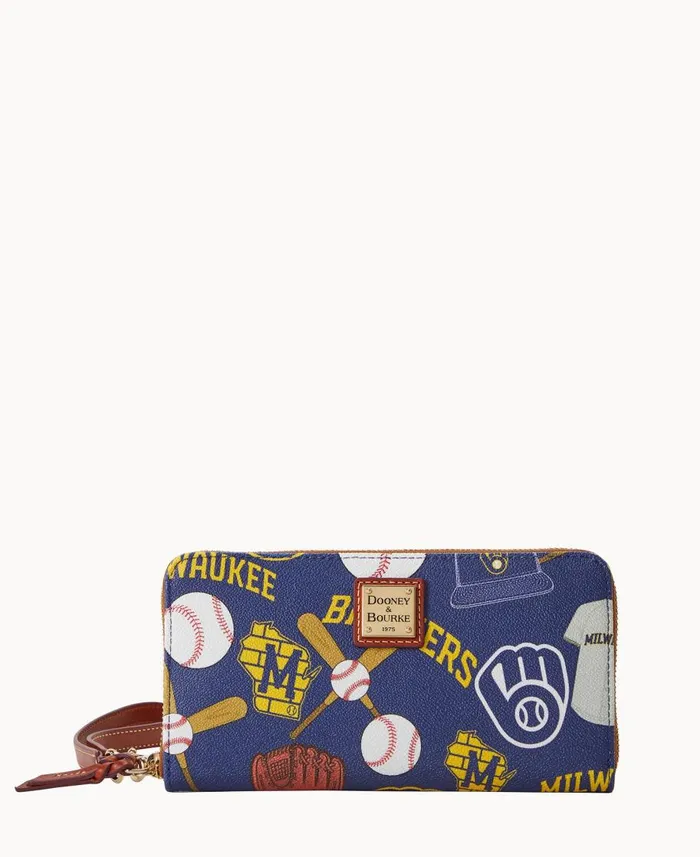 Dooney and Bourke Wallets MLB Brewers Large Zip Around Wristlet Brewers 8211 WomenMen Dooney and Bourke Wallets MLB Brewers Large Zip Around Wristlet Brewers 8211 WomenMen