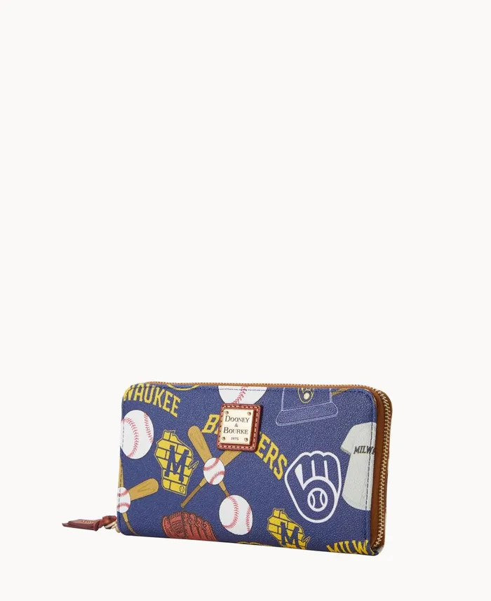 Dooney and Bourke Wallets MLB Brewers Large Zip Around Wristlet Brewers 8211 WomenMen Dooney and Bourke Wallets MLB Brewers Large Zip Around Wristlet Brewers 8211 WomenMen