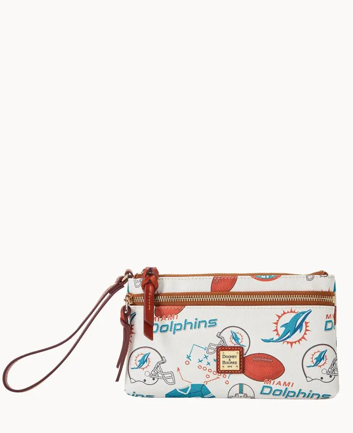 Dooney and Bourke Wallets NFL Dolphins Double Zip Wristlet Miami Dolphins 8211 WomenMen Dooney and Bourke Wallets NFL Dolphins Double Zip Wristlet Miami Dolphins 8211 WomenMen