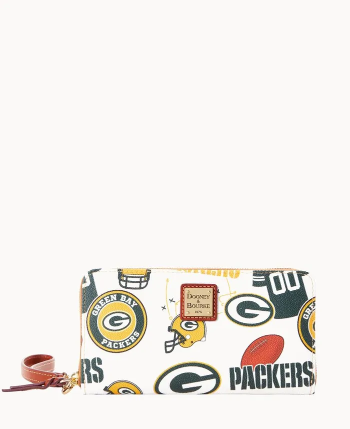 Dooney and Bourke Wallets NFL Packers Large Zip Around Wristlet Packers 8211 WomenMen
