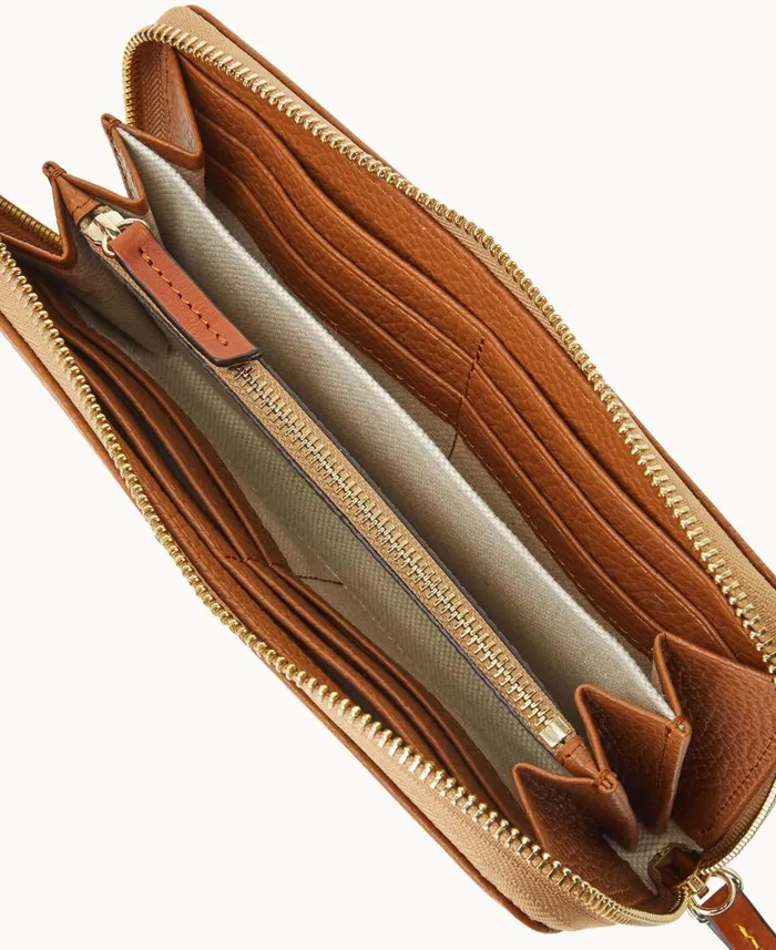 Dooney and Bourke Wallets Pebble Grain Large Zip Around Wristlet Caramel 8211 WomenMen Dooney and Bourke Wallets Pebble Grain Large Zip Around Wristlet Caramel 8211 WomenMen