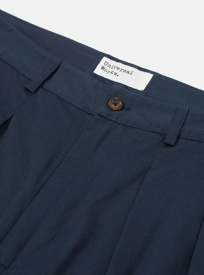 Double Pleat Pant In Navy Twill Men Universal Works Cotton Twill