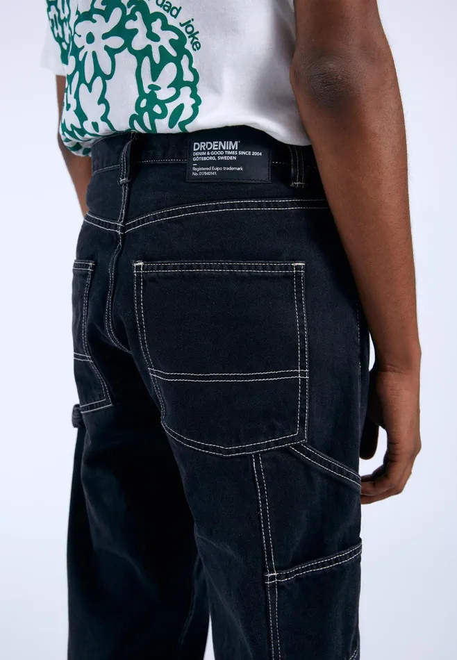 Dr Denim Pants Men Colt Worker 8211 Black Used Contrast Black Used Contrast