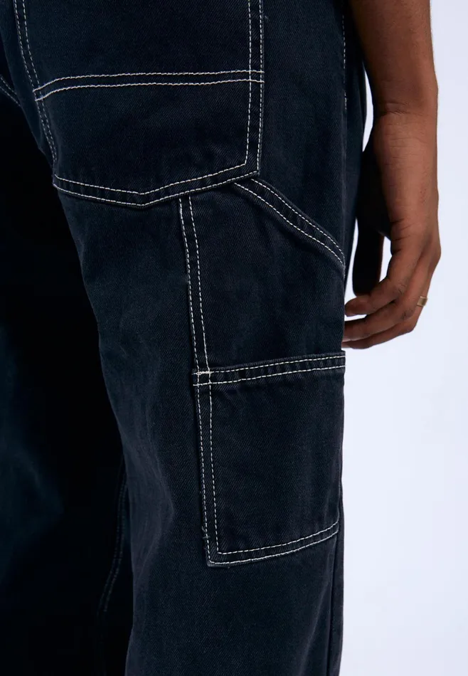 Dr Denim Pants Men Colt Worker 8211 Black Used Contrast Black Used Contrast