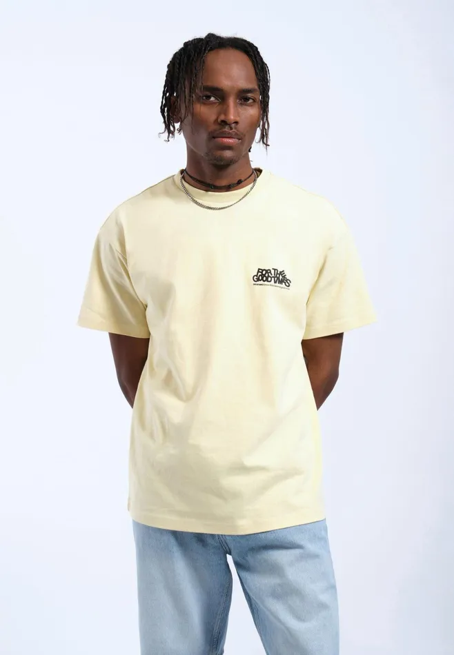 Dr Denim Tees and Longsleeves Men Trooper Tee 8211 Light Yellow Flower Times Light Yellow Flower Times