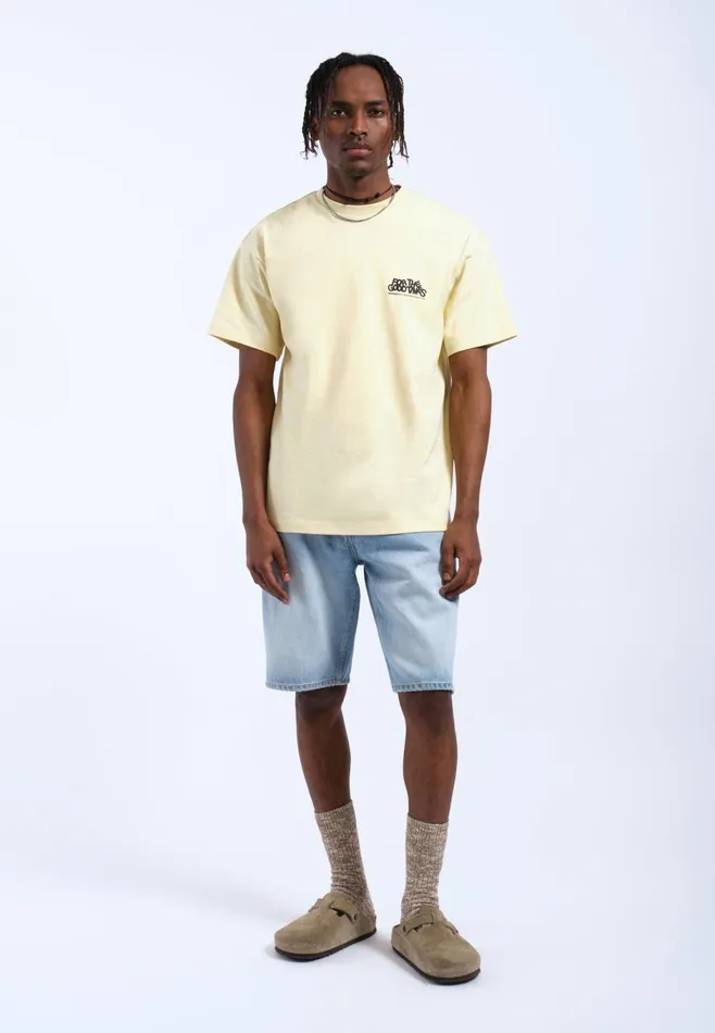 Dr Denim Tees and Longsleeves Men Trooper Tee 8211 Light Yellow Flower Times Light Yellow Flower Times