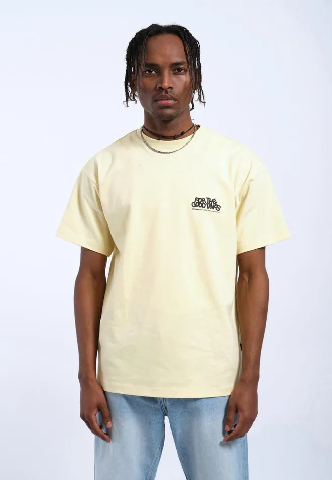 Dr Denim Tees and Longsleeves Men Trooper Tee 8211 Light Yellow Flower Times Light Yellow Flower Times