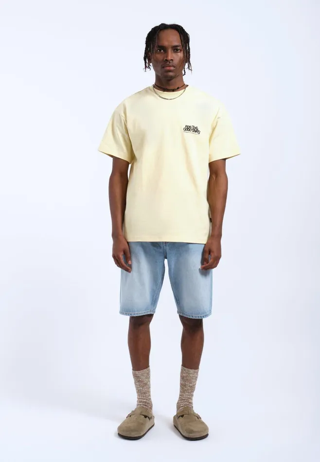 Dr Denim Tees and Longsleeves Men Trooper Tee 8211 Light Yellow Flower Times Light Yellow Flower Times