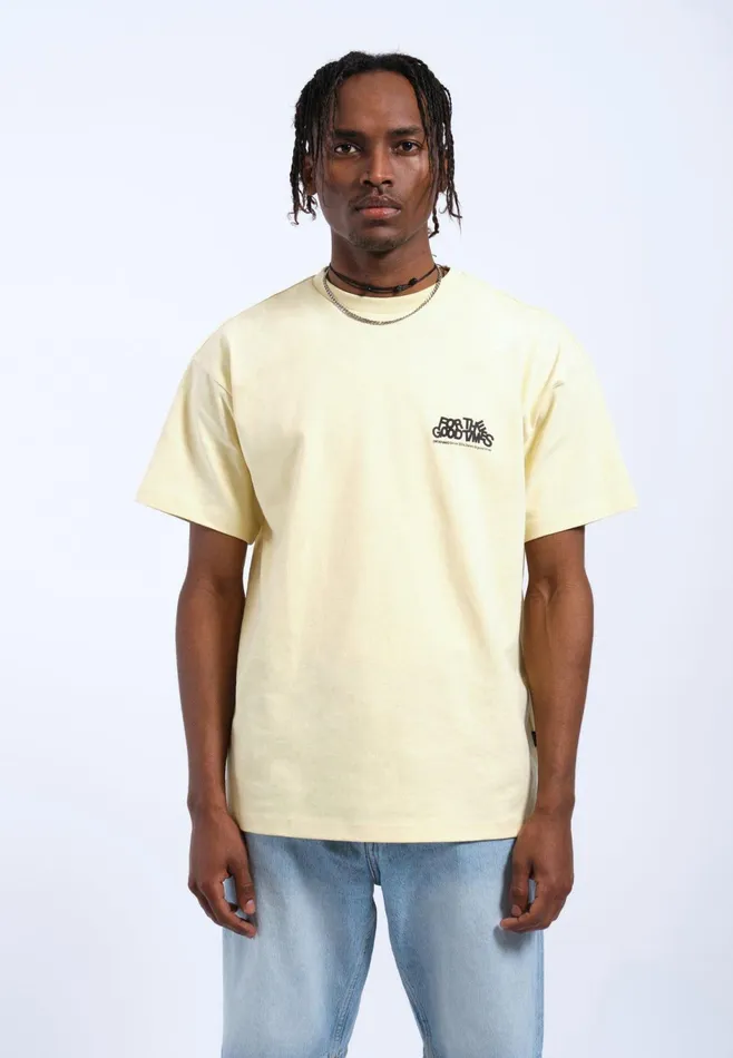 Dr Denim Tees and Longsleeves Men Trooper Tee 8211 Light Yellow Flower Times Light Yellow Flower Times