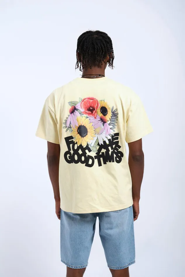 Dr Denim Tees and Longsleeves Men Trooper Tee 8211 Light Yellow Flower Times Light Yellow Flower Times