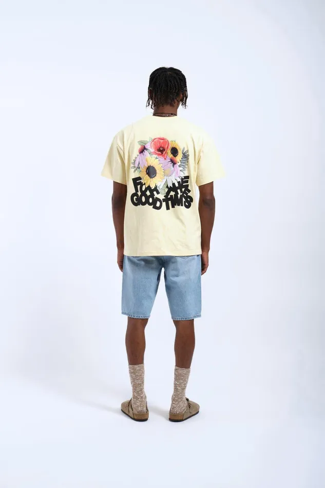 Dr Denim Tees and Longsleeves Men Trooper Tee 8211 Light Yellow Flower Times Light Yellow Flower Times