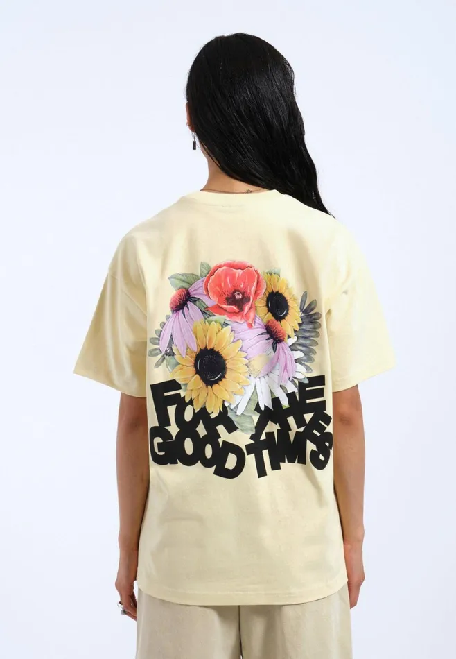 Dr Denim Tees and Longsleeves Men Trooper Tee 8211 Light Yellow Flower Times Light Yellow Flower Times