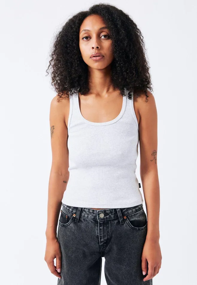Dr Denim Tees and Tanks Women Nyla Top 8211 Light Grey Melange Light Grey Melange