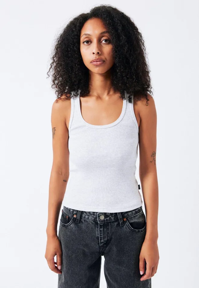 Dr Denim Tees and Tanks Women Nyla Top 8211 Light Grey Melange Light Grey Melange