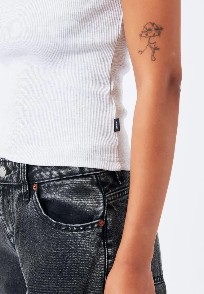 Dr Denim Tees and Tanks Women Nyla Top 8211 Light Grey Melange Light Grey Melange