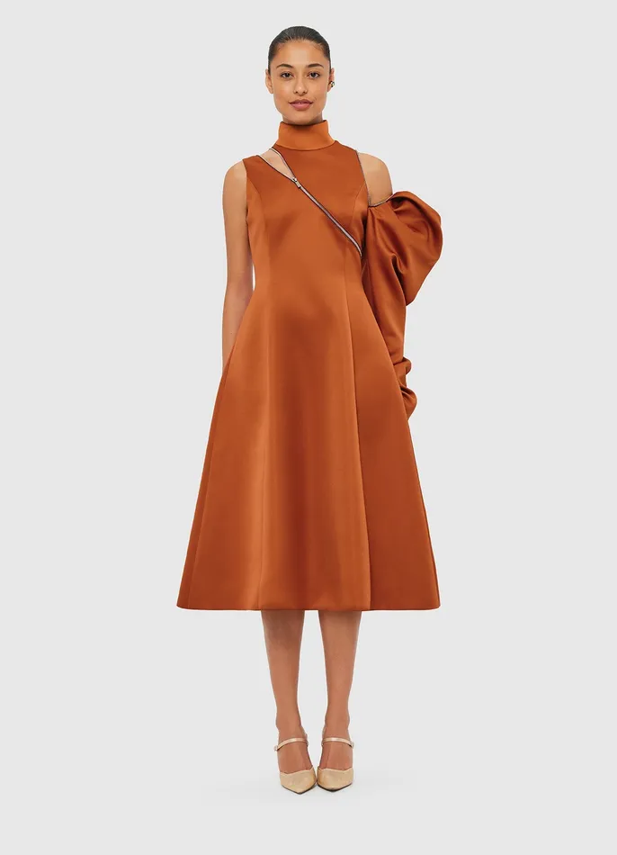 Dresses and Jumpsuits Annalise One Shoulder Midi Dress 8211 Toffee 8211 LEO LIN Women