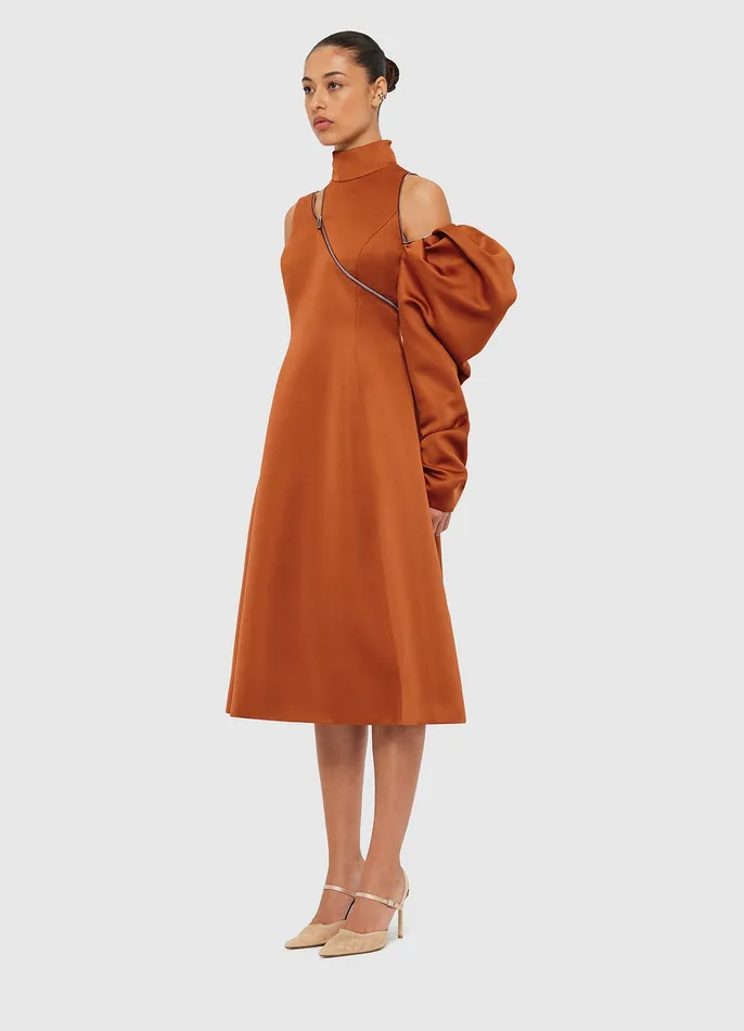 Dresses and Jumpsuits Annalise One Shoulder Midi Dress 8211 Toffee 8211 LEO LIN Women