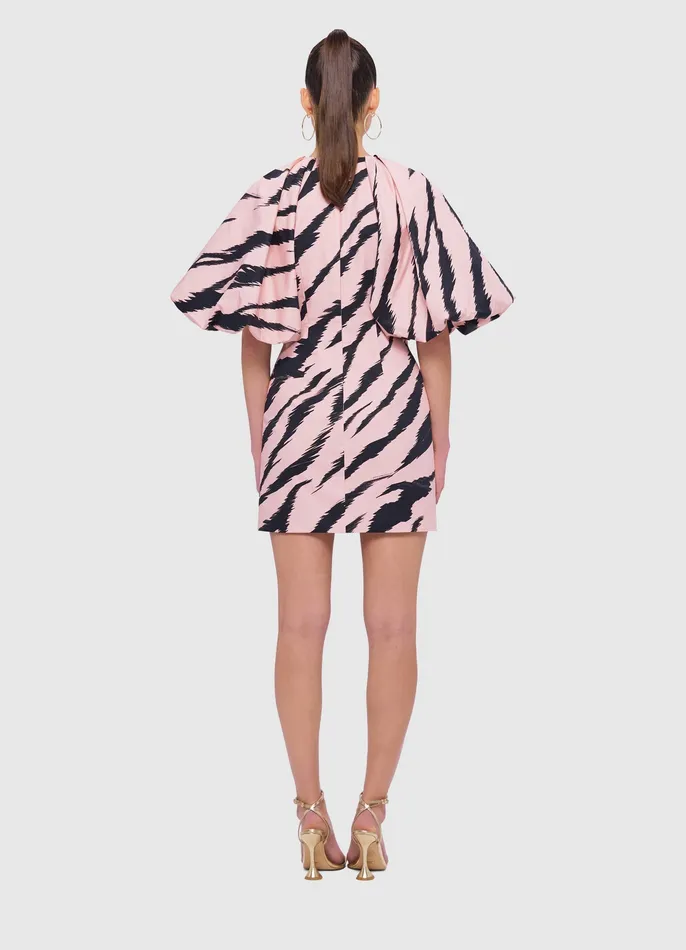 Dresses and Jumpsuits LEO LIN Women Gabriella Puff Sleeve Mini Dress 8211 Tiger Print in Pink