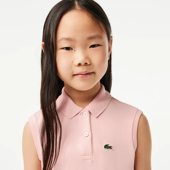 Dresses and Skirts Kids Lacoste Kids039 Fit and Flare Stretch Piqu Polo Dress Waterlily Pink Kf9
