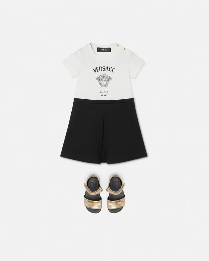 Dresses Kids Versace Medusa Milano Baby TShirt Dress Blackwhite