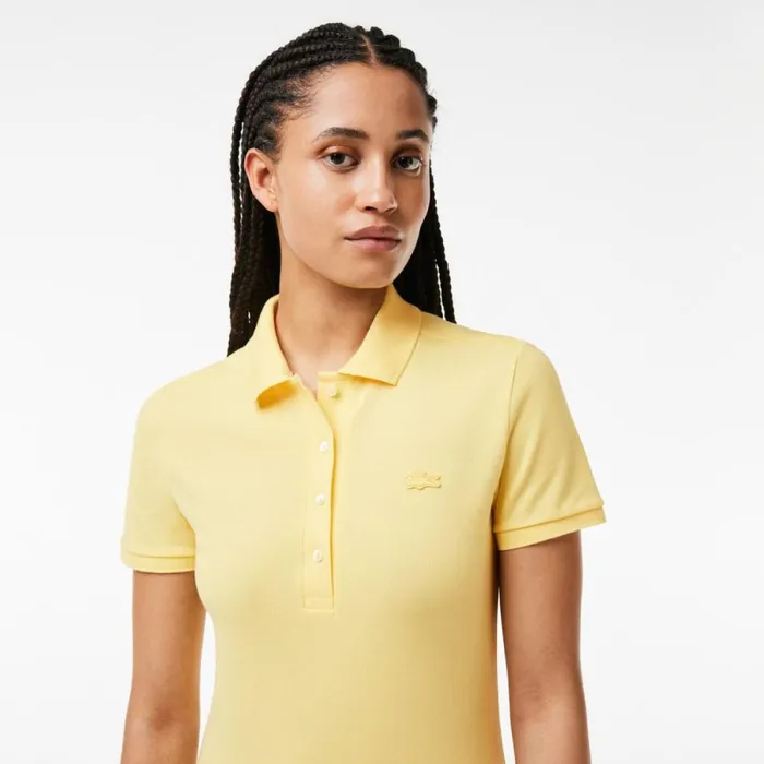 Dresses Women Lacoste Women039s Slim Fit Stretch Cotton Piqu Polo Dress Pastel Yellow 107