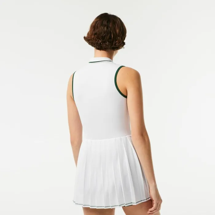 Dresses Women Lacoste Women039s SPORT Pleated Tennis Dress White Green Pb4