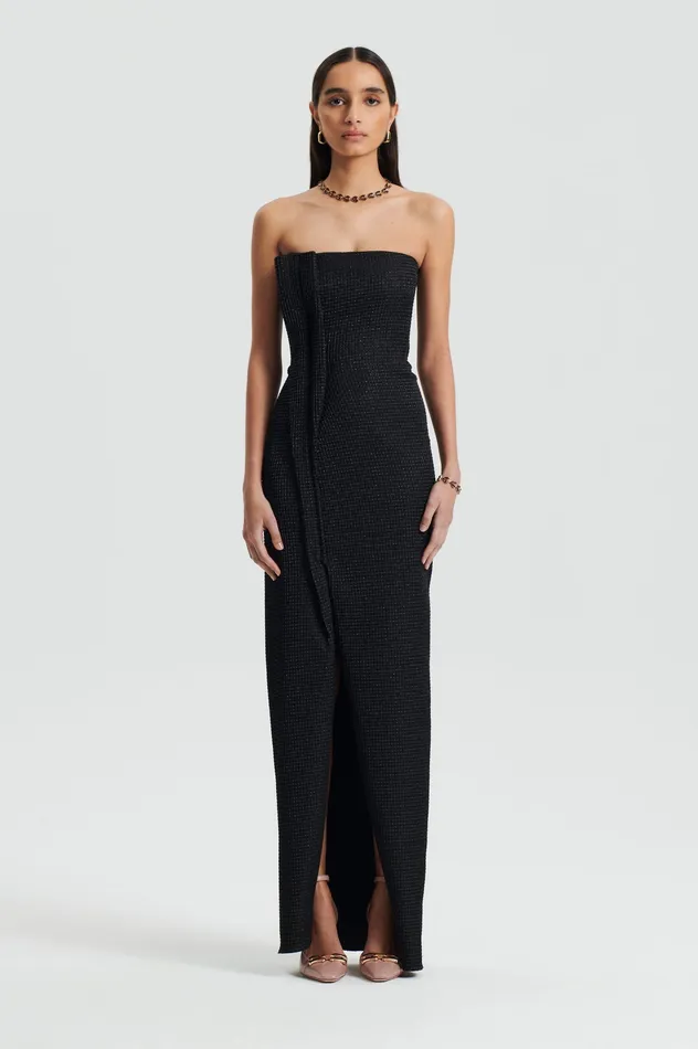 Dresses Women TINSEL GINGHAM GOWN BLACK Scanlan Theodore Dresses Women TINSEL GINGHAM GOWN BLACK Scanlan Theodore