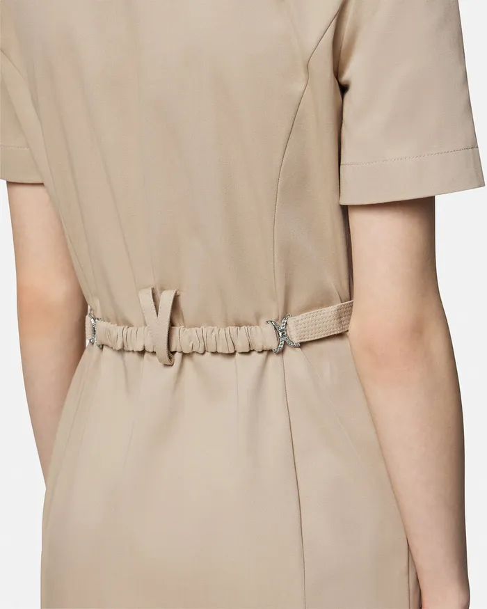Dresses Women Versace Cargo Gabardine Mini Shirt Dress Beige