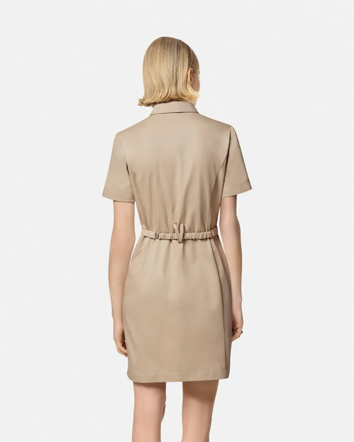 Dresses Women Versace Cargo Gabardine Mini Shirt Dress Beige