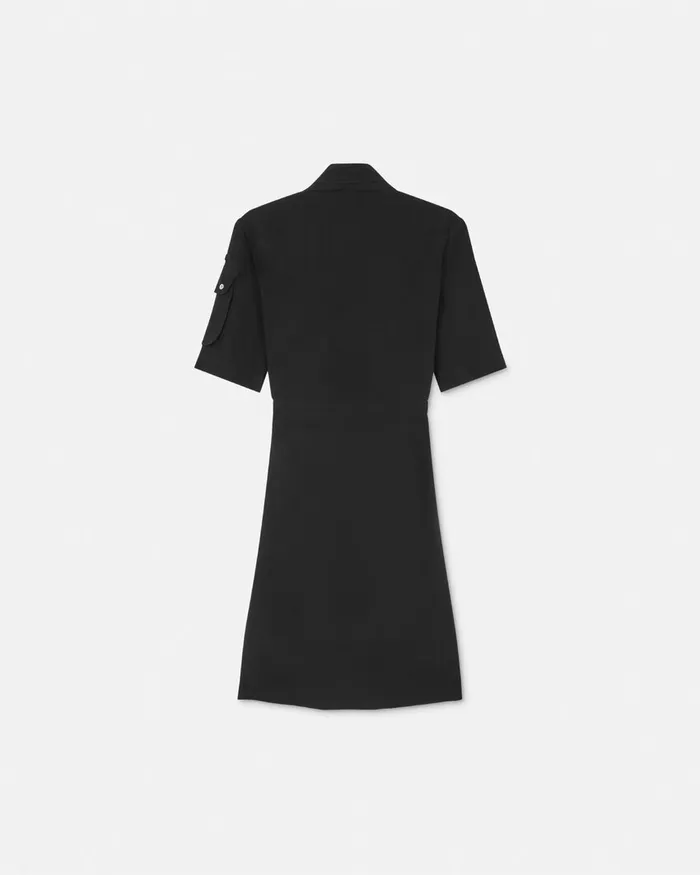 Dresses Women Versace Cargo Lavallire Silk Mini Shirt Dress Black
