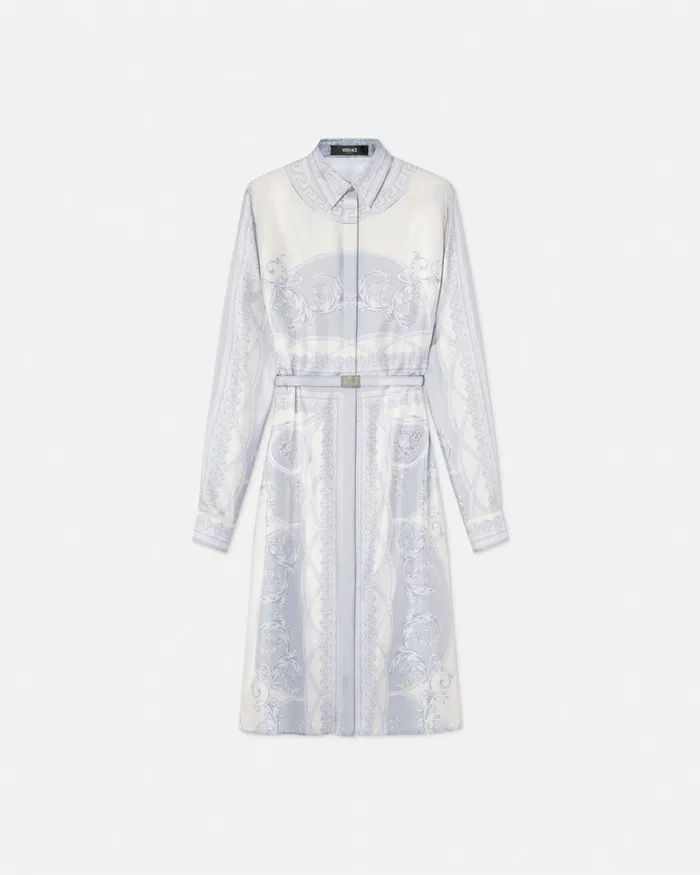 Dresses Women Versace La Coupe Des Dieux Silk Midi Shirt Dress Print