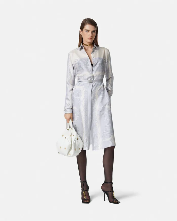 Dresses Women Versace La Coupe Des Dieux Silk Midi Shirt Dress Print